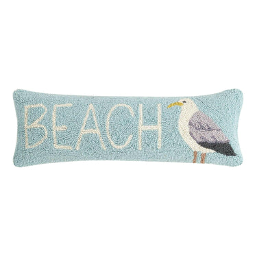 Coastal Pillows a& Throws, Beach And Seagull Hook Accent Pillow, 8